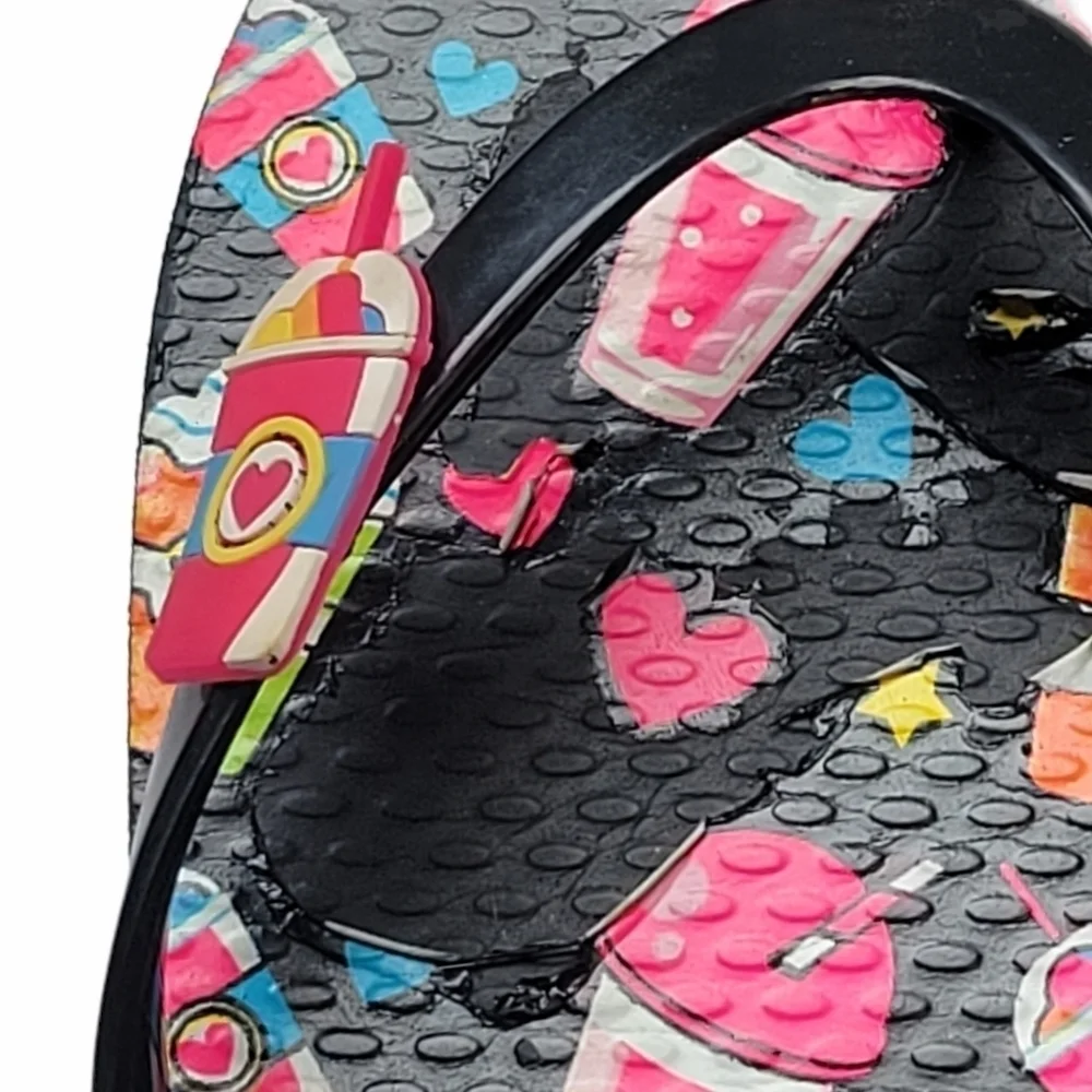 3/$15 Justice Girl's Slurpee Emojie Charmed Flip Flops▪︎ - Picture 6 of 10